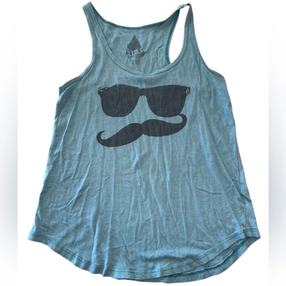 Volcom Teal Sunglasses Mustache Tank Top XS